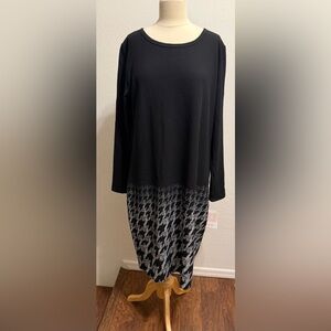 LuLaRoe Black Long Sleeve Dress with Houndstooth Skirt